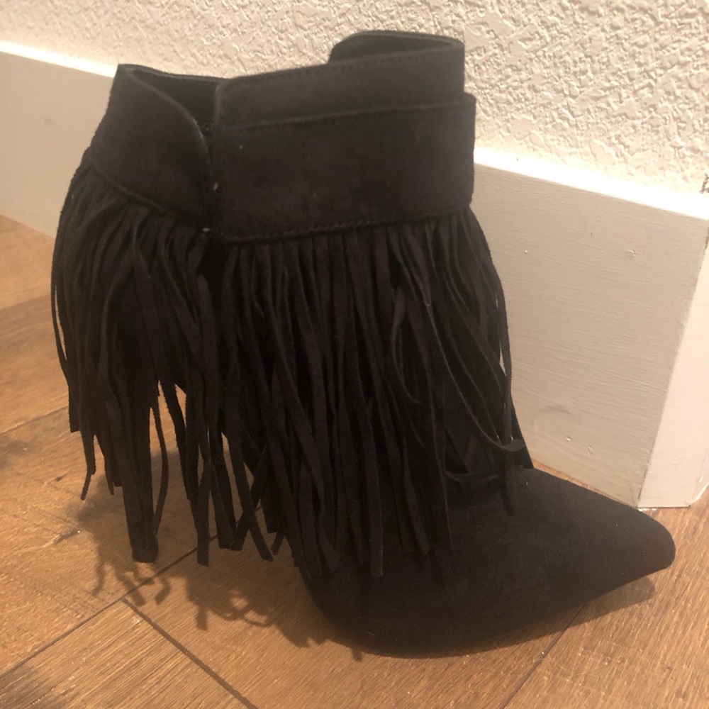 Black Fringe Booties